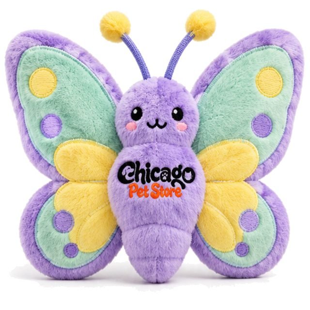 Crinkle butterfly cat toy in lavender, mint green and yellow
