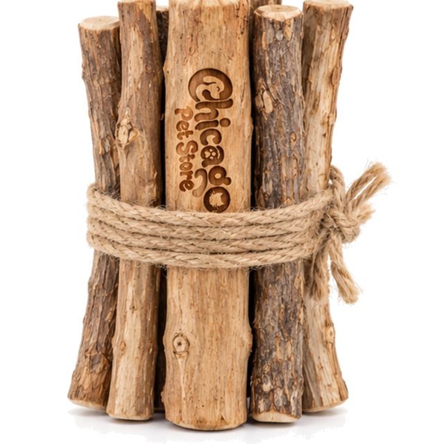 Bundle of silvervine chew sticks tied with jute twine