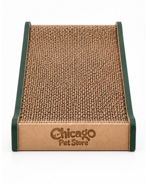 Chicago Pet Store Cardboard Cat Scratcher Ramp - Kraft Brown/Forest Green